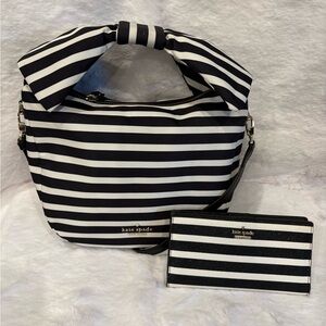 Just Sharing…Kate Spade Black and White Striped Top Handle Bag.